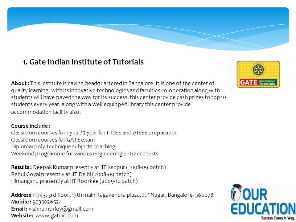 About : This institute is having headquartered in Bangalore.