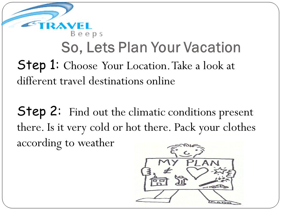So, Lets Plan Your Vacation Step 1: Choose Your Location.