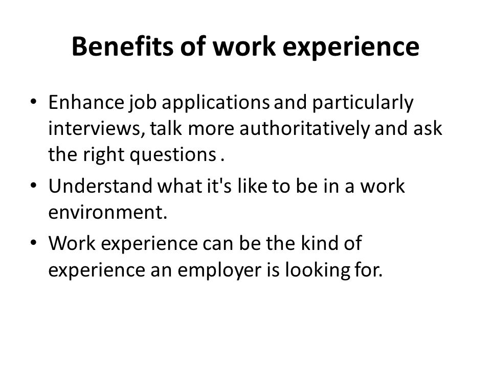 questions to ask on work experience