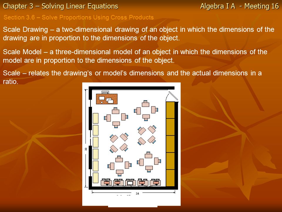 Chapter 3 Solving Linear Equations Algebra I A Meeting 16 Chapter 3 Solving Linear Equations Algebra I A Meeting 16 Section 6 Solve Proportions