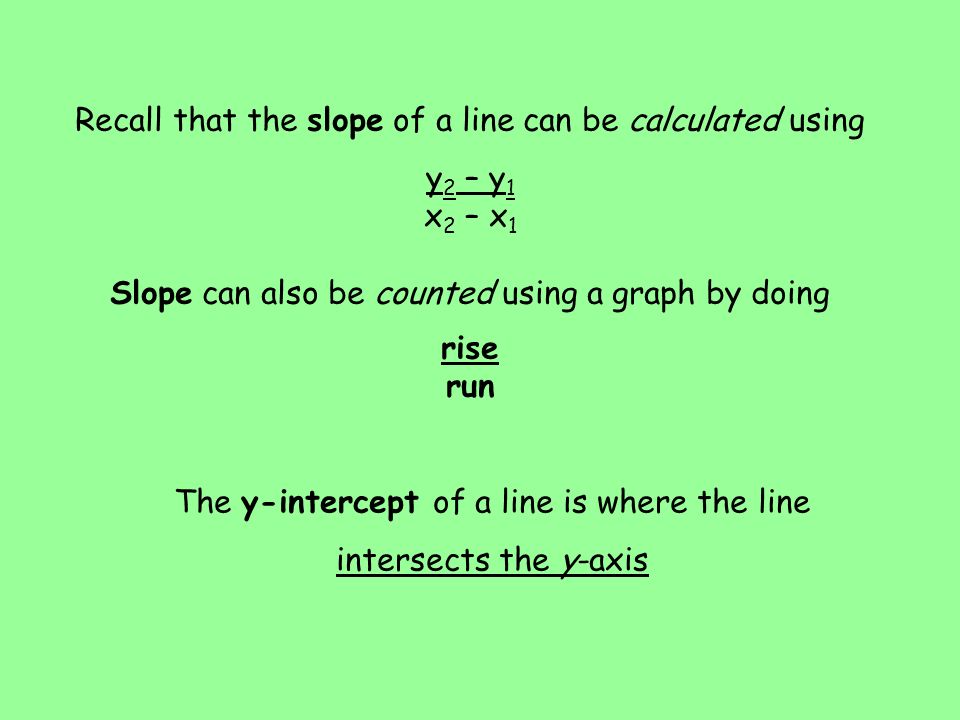 Graphing Lines Using Slope Intercept Form Algebra 1 Glencoe Mcgraw 3 Recall