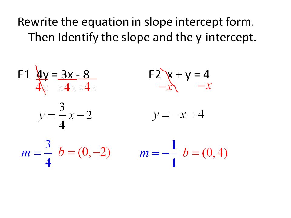 4 1 part 2 putting equations in slope intercept form notes _____ rewrite equation in slope intercept form