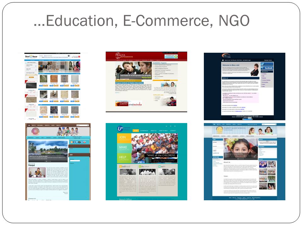 …Education, E-Commerce, NGO