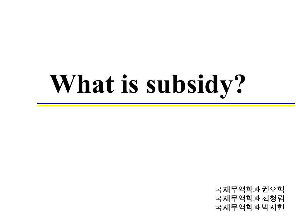 What is subsidy 국제무역학과 권오혁 국제무역학과 최청림 국제무역학과 박지현