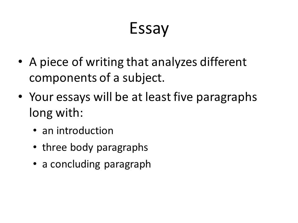 Five major parts of an essay