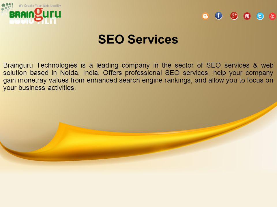 SEO Services Brainguru Technologies is a leading company in the sector of SEO services & web solution based in Noida, India.