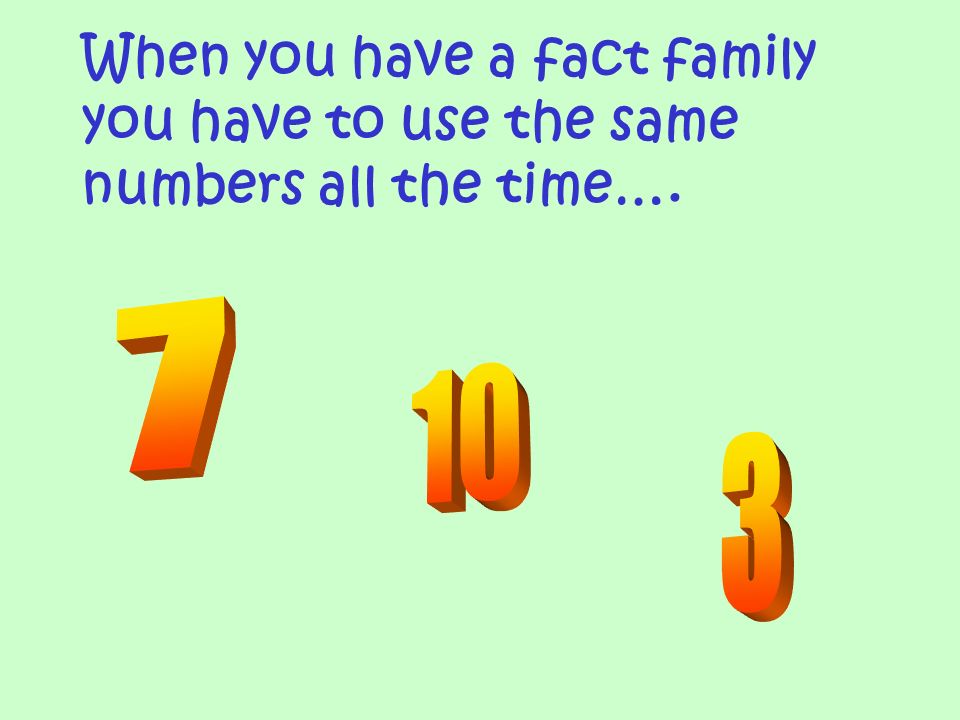 In every fact family there are three numbers.