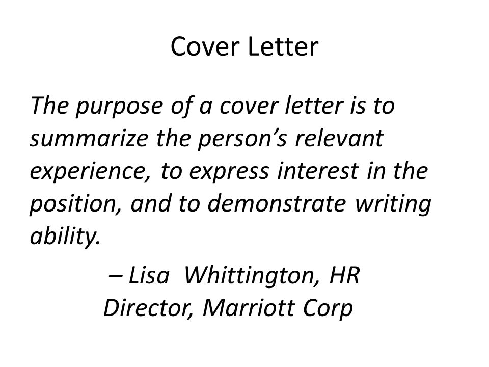 the purpose of a cover letter