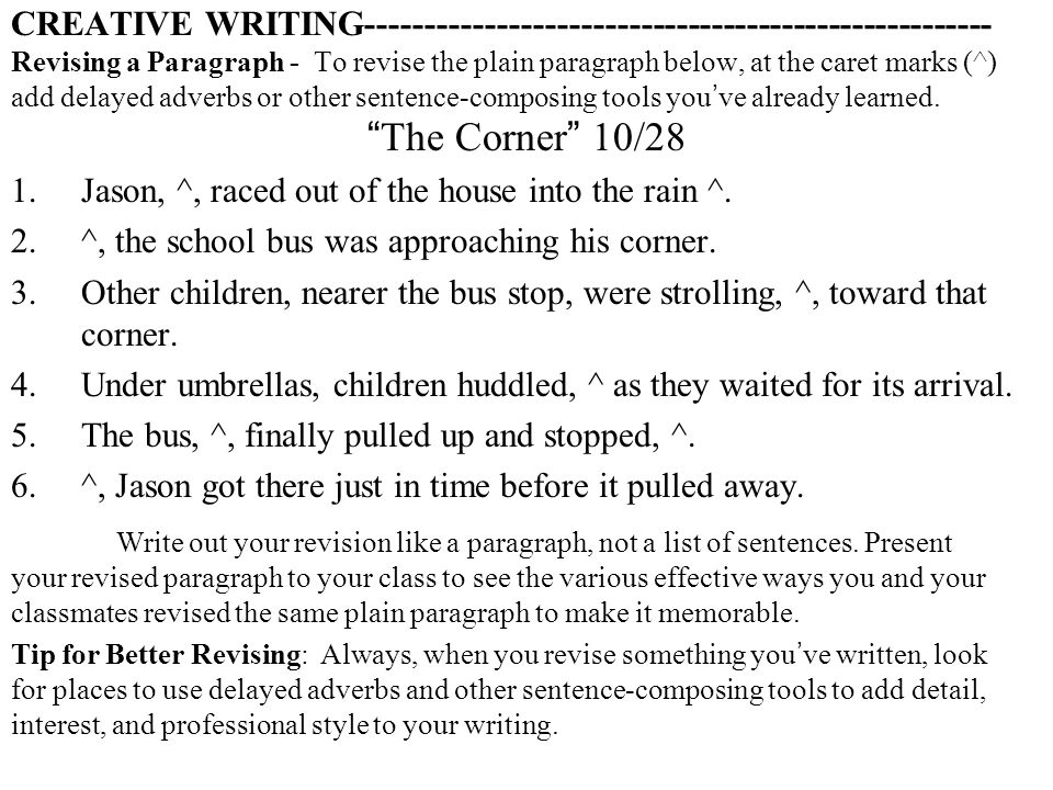 Creative Writing Paragraphs