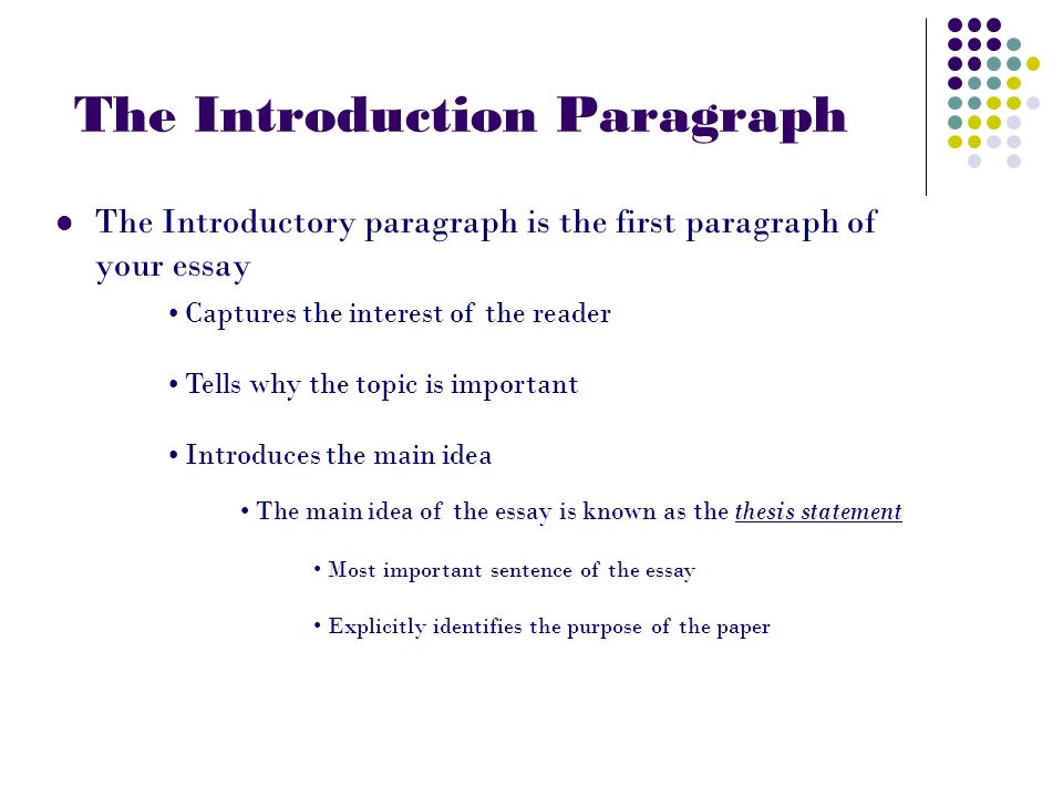 first paragraph of an essay