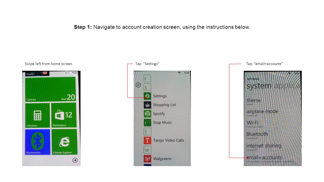 Step 1: Navigate to account creation screen, using the instructions below.