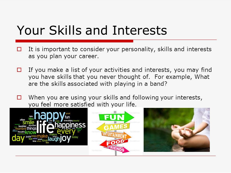 list of interests and activities