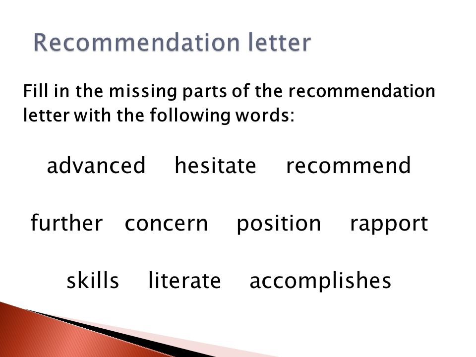 the recommendation letter