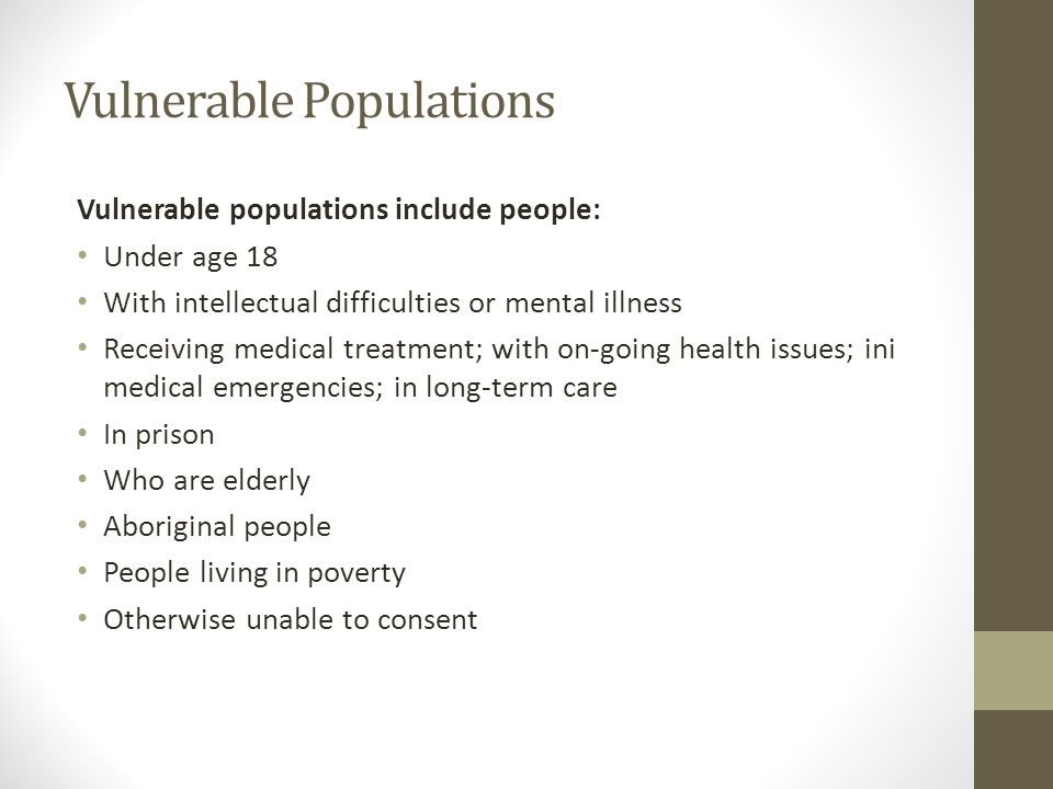 vulnerable populations 2 essay Free essay: from a healthcare perspective we see vulnerability as a person’s susceptibility to disease, whether that disease is from a mental, physical, or. vulnerable populations 2 essay Free essay: from a healthcare perspective we see vulnerability as a person’s susceptibility to disease, whether that disease is from a mental, physical, or.