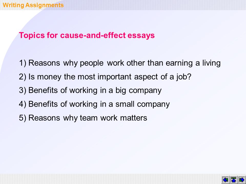 Examples of topics for a cause and effect essay