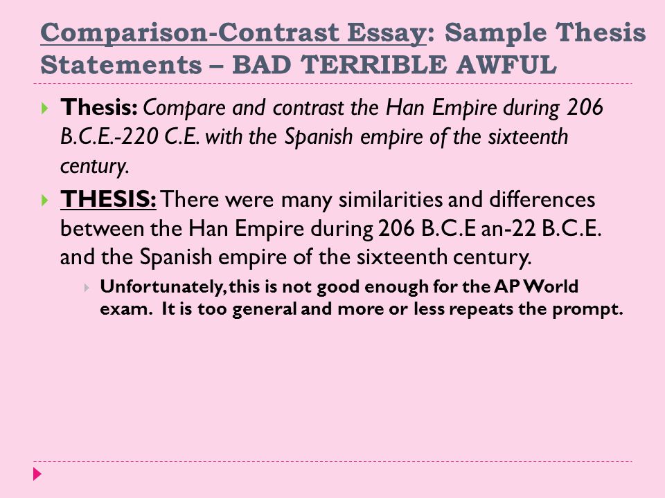 How to write thesis statement for compare and contrast essay