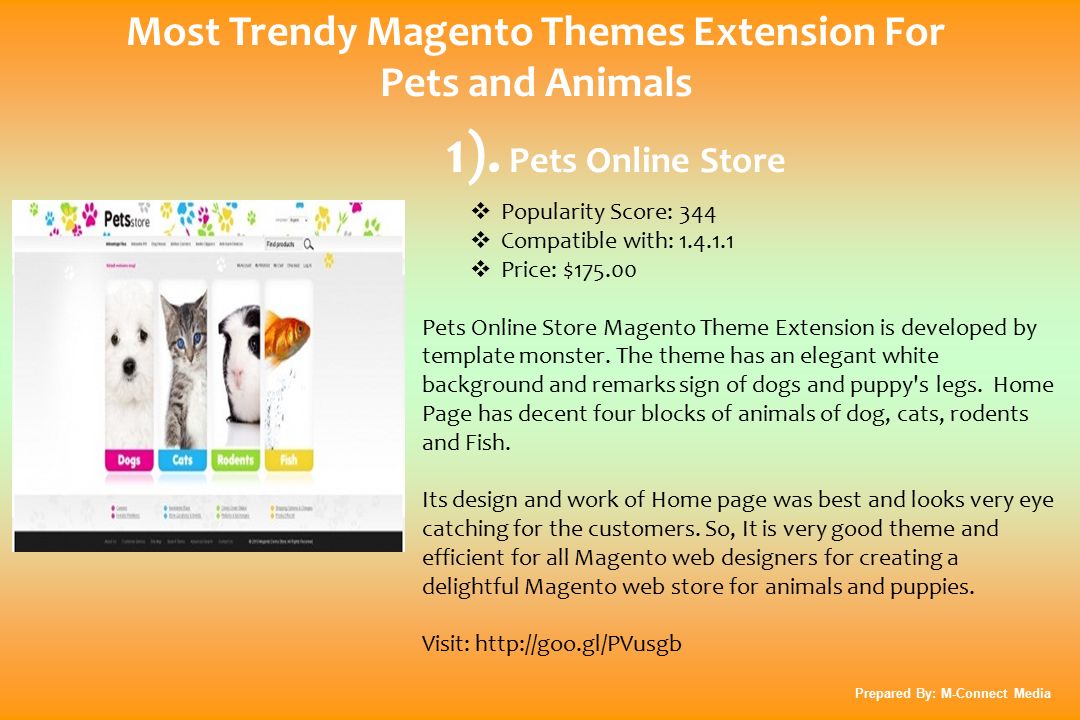 Most Trendy Magento Themes Extension For Pets and Animals Prepared By: M-Connect Media 1).