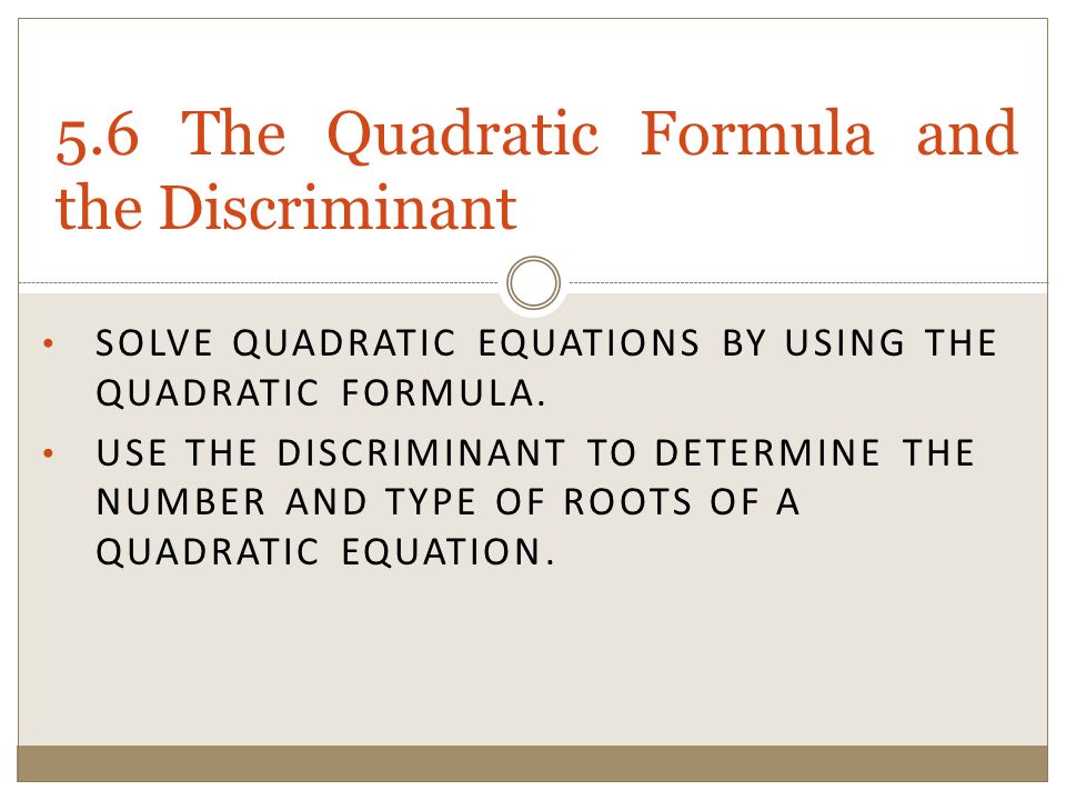 Solve Quadratic Equations By Using The Formula Use Solve Quadratic Equations By Using The Formula