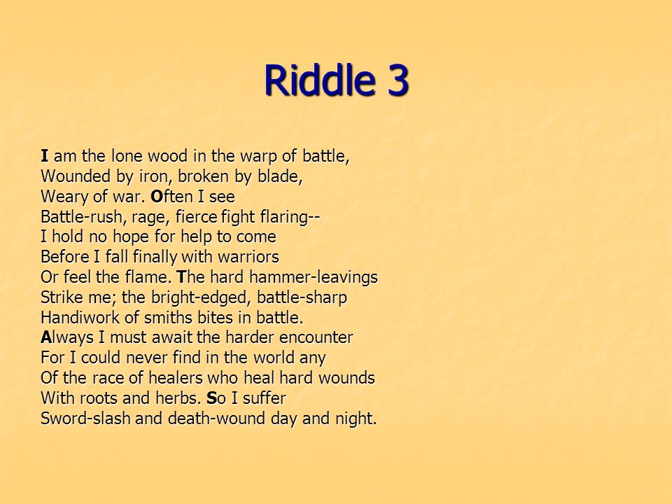 Need help writing anglo saxon riddles