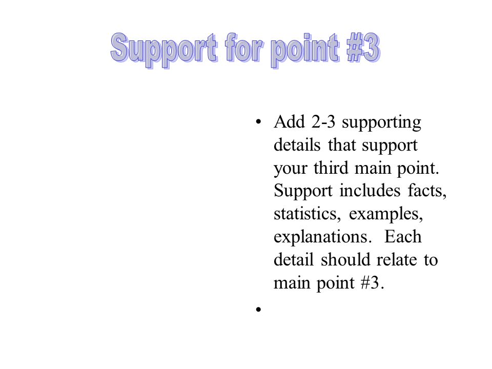 Add 2-3 supporting details that support your third main point.