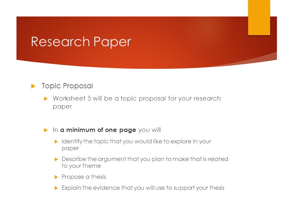 Research Proposal Assignment