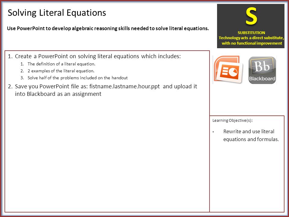 Literal Equations Homework Help Literal Equations Homework Students Are Provided With Problems To Achieve The Concepts Of Standard