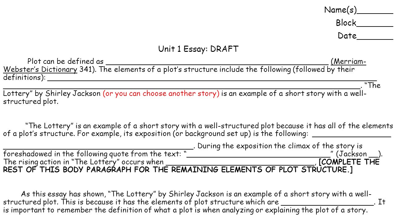 Define elements of an essay