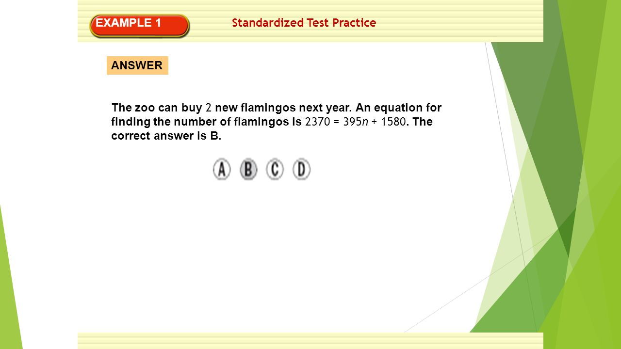 Lesson 3 4 Writing Two Step Equations Objective You Will Solve Example 1 Answer The Zoo Can 2 New Flamingos Next Year