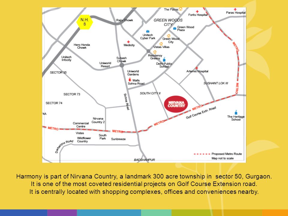 Harmony is part of Nirvana Country, a landmark 300 acre township in sector 50, Gurgaon.