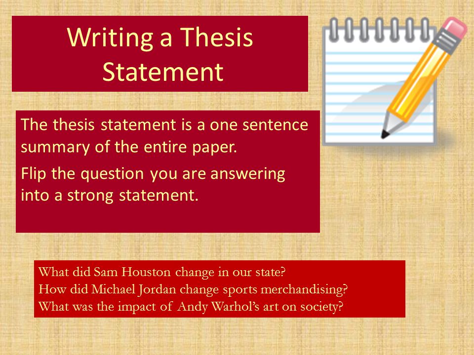 Writting A Thesis Statement