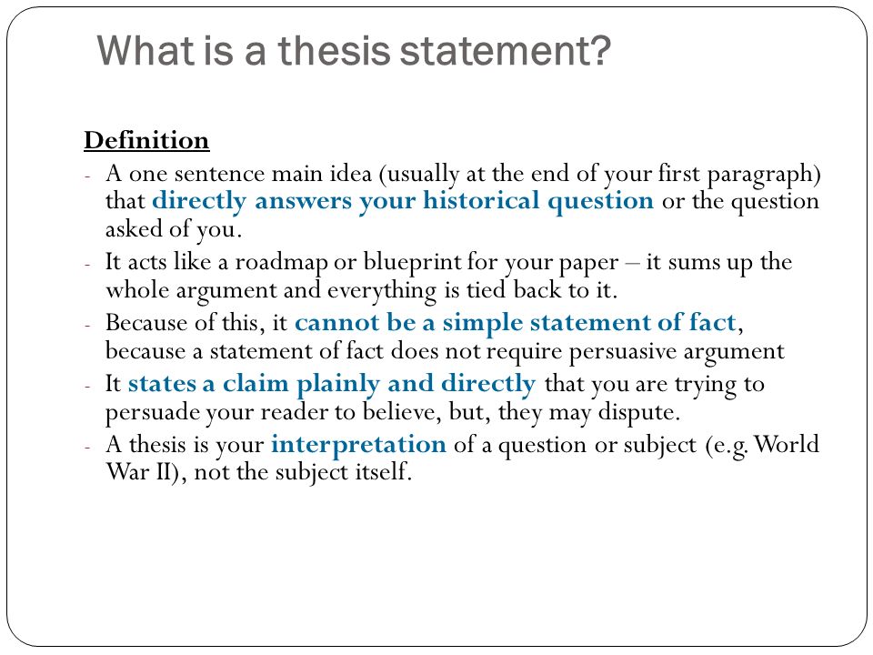 The definition of thesis