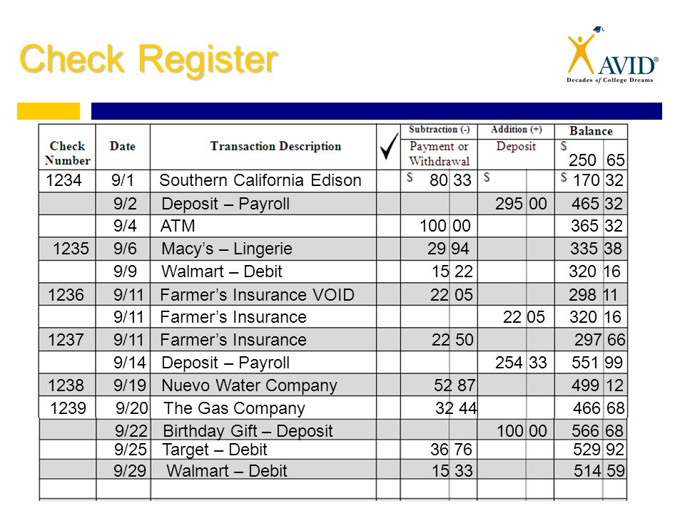 check and deposit register
