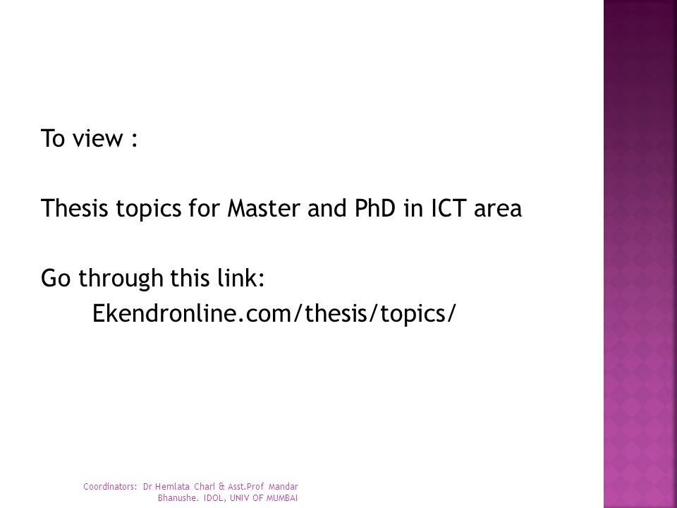 Thesis topics in education