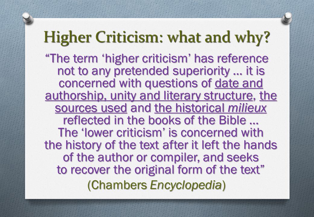 Higher Criticism: what and why.