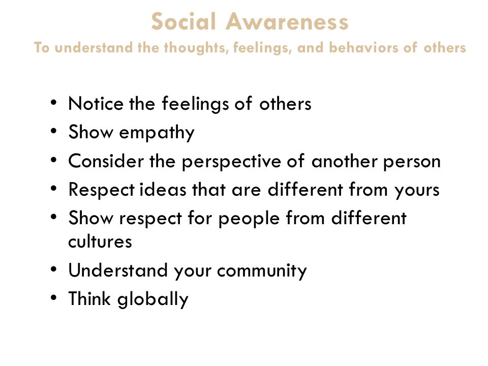 self management social awareness to understand the thoughts social awareness