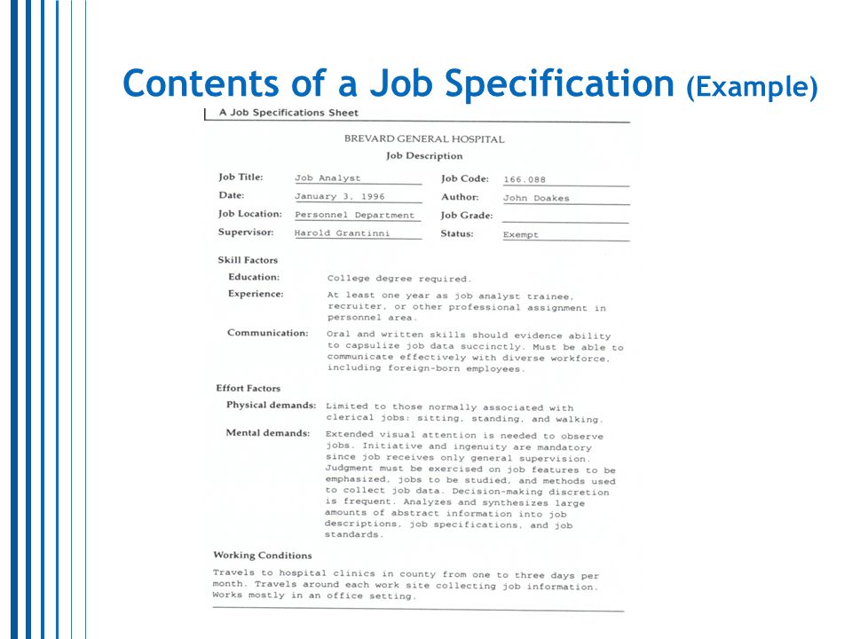 job specification templates