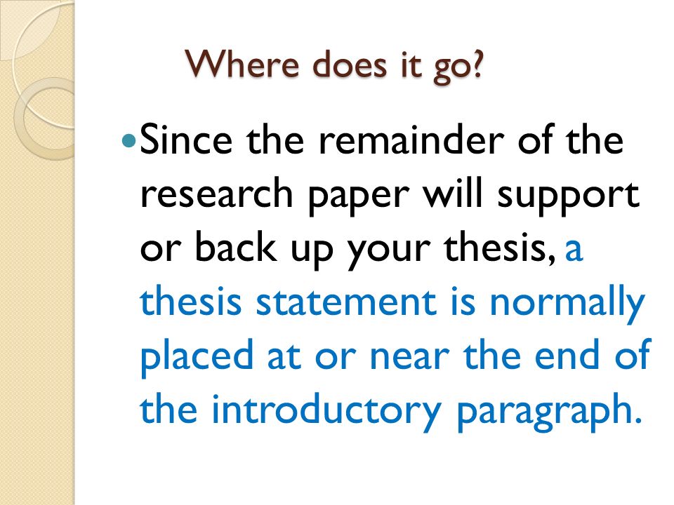 Where does the thesis statement go in a paper