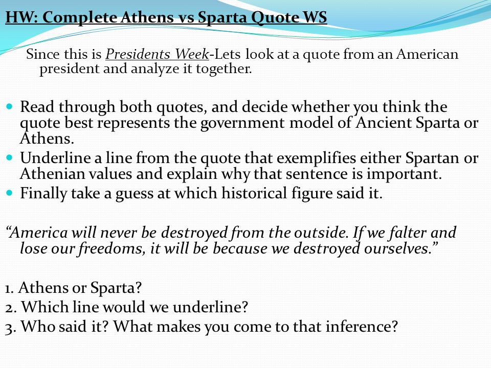Sparta is better than athens essay