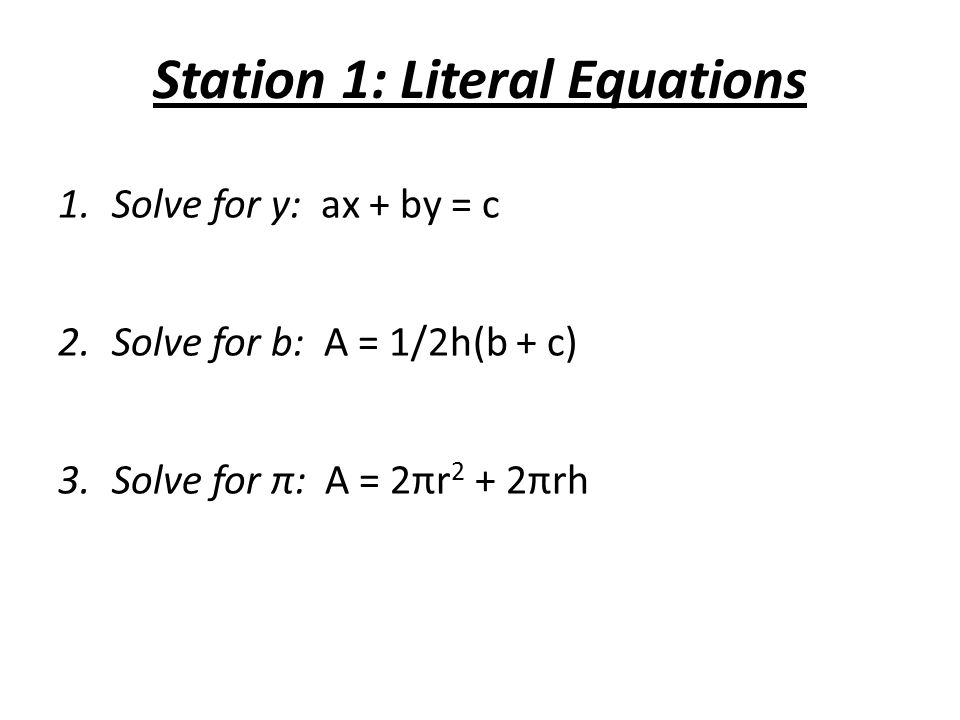 Algebra 1 Literal Equations Talkchannels Algebra 1 Final Exam Stations Station Literal Equations