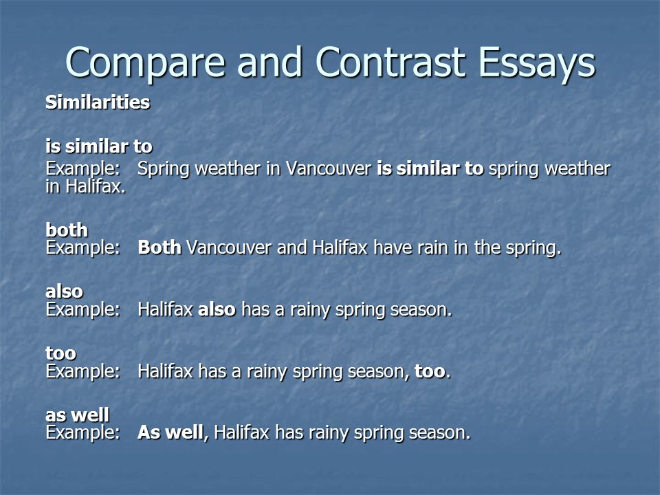 Examples Of Compare And Contrast Essays
