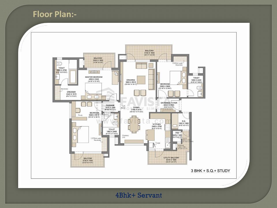 4Bhk+ Servant Floor Plan:-