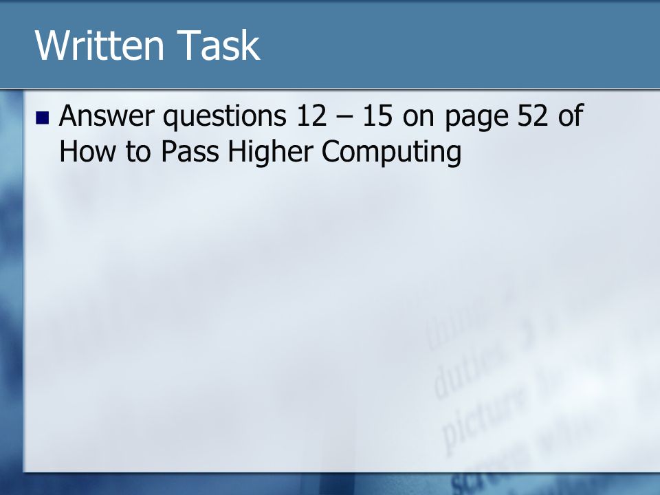 written task written task