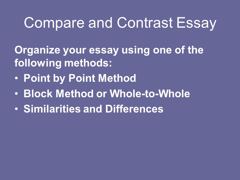 Sample compare contrast essay block style