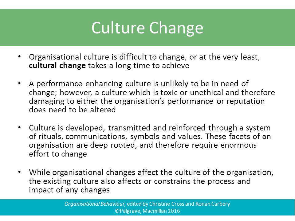 organisational culture change is a