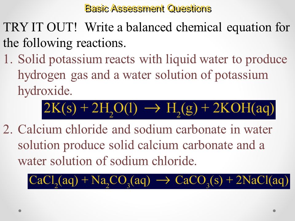 Balanced Chemical Equation For Water Jennarocca Chapter 10 Chemical Reactions And Equations Table Of Contents
