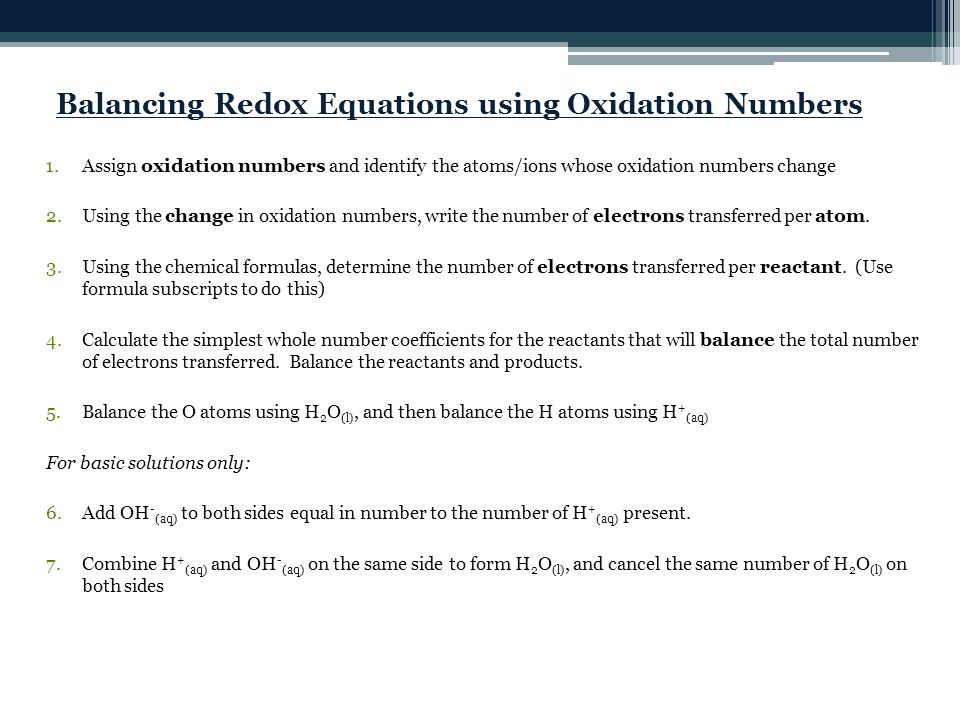 Balance Redox Equation Calculator Talkchannels Today S Objectives 1 Define Oxidation Number 2 Write And Balance 14 Redox Equations Learning Calculate