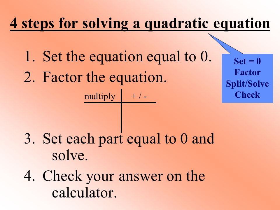 Objective The Student Will Be Able To 1 Factor Trinomials Of Set The Equation Equal To 0 2 Factor