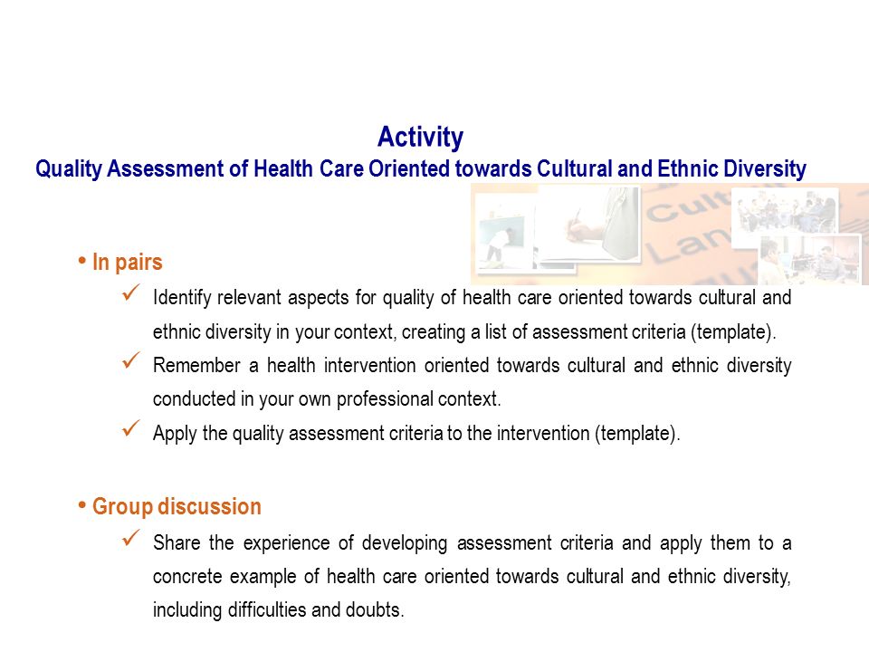 culture and ethnicity the delivery of health care Effective health communication is as important to health care as clinical skill to improve individual health and build healthy communities, health care providers need to recognize and address the unique culture, language and health literacy of diverse consumers and communities. culture and ethnicity the delivery of health care Effective health communication is as important to health care as clinical skill to improve individual health and build healthy communities, health care providers need to recognize and address the unique culture, language and health literacy of diverse consumers and communities.