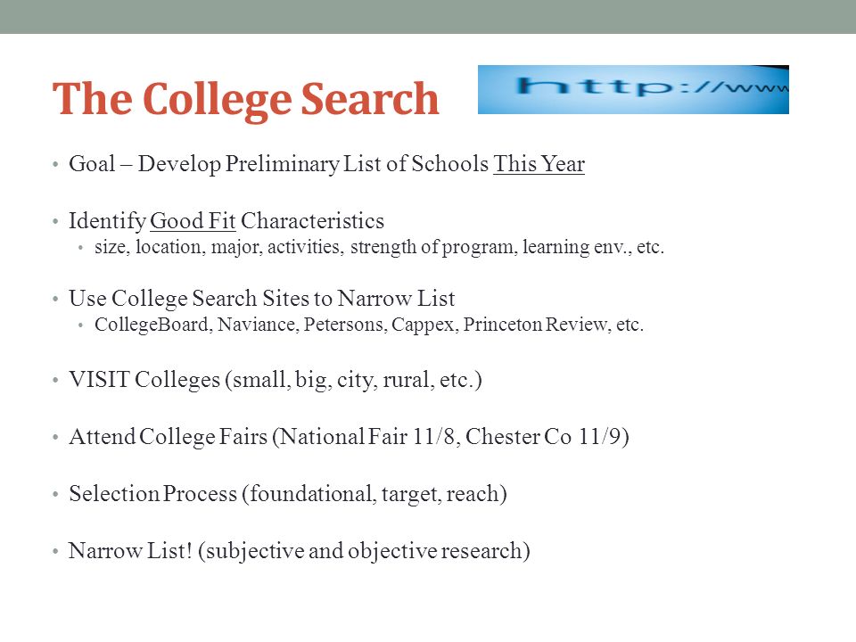 college planning an overview presented by gvhs counselors mr chip list of colleges by size