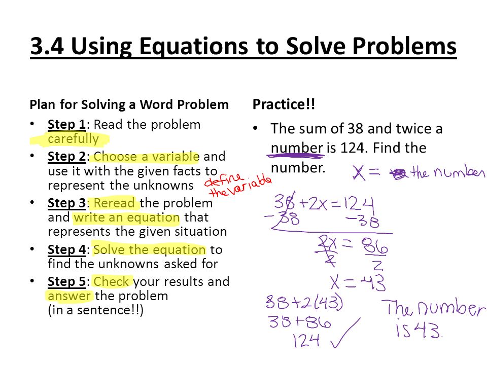 Problem Solving Using Linear Equation